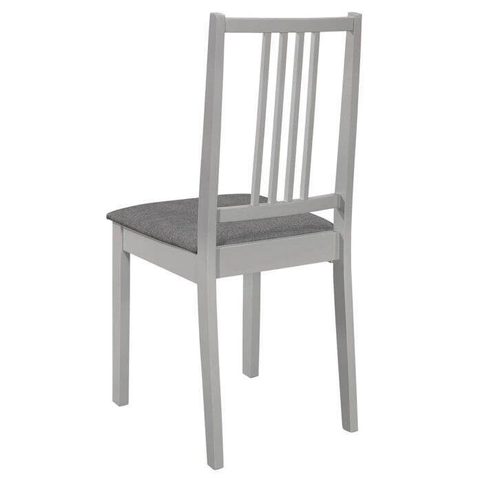 Chaises à manger avec coussins lot de 4 gris bois solide – Image 4