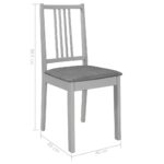 Chaises à manger avec coussins lot de 4 gris bois solide – Image 6