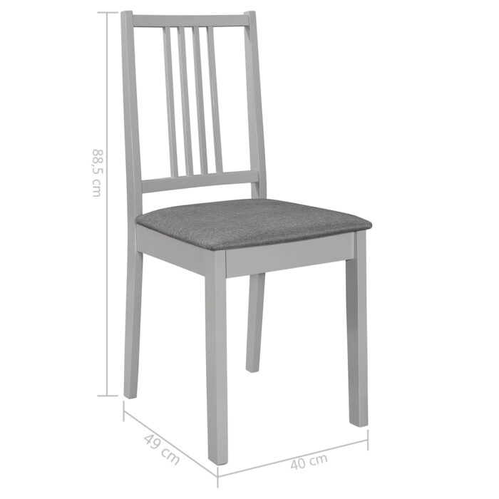 Chaises à manger avec coussins lot de 4 gris bois solide – Image 6
