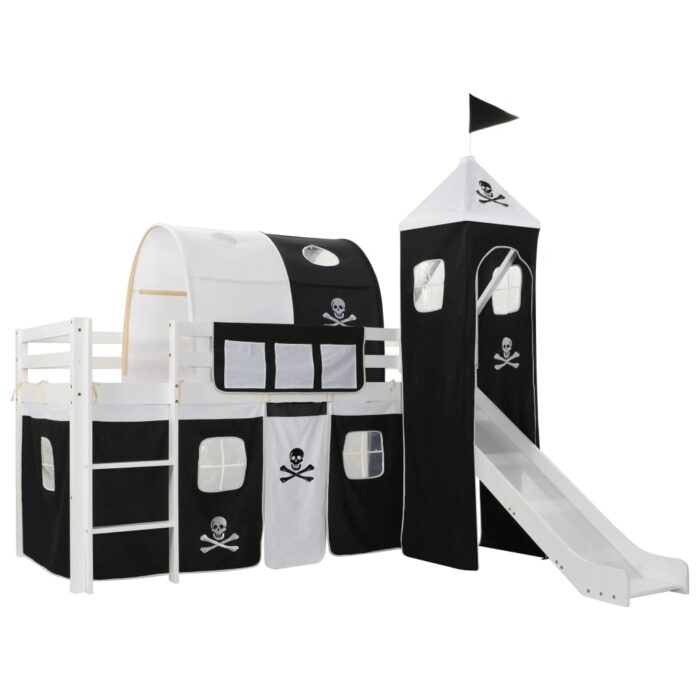 Lit mezzanine d'enfants avec toboggan et échelle Pin 97x208 cm – Image 1