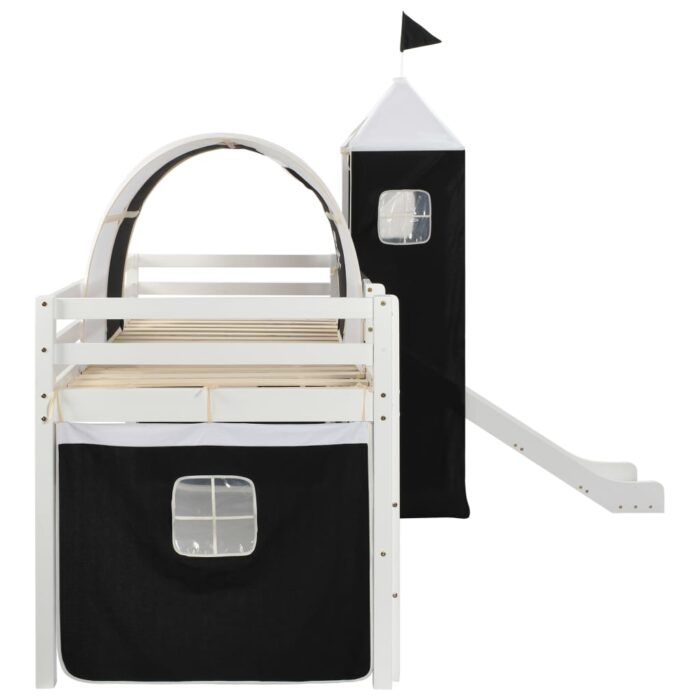 Lit mezzanine d'enfants avec toboggan et échelle Pin 97x208 cm – Image 2