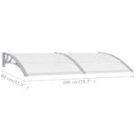Auvent de porte Gris et transparent 200x75 cm PC – Image 5