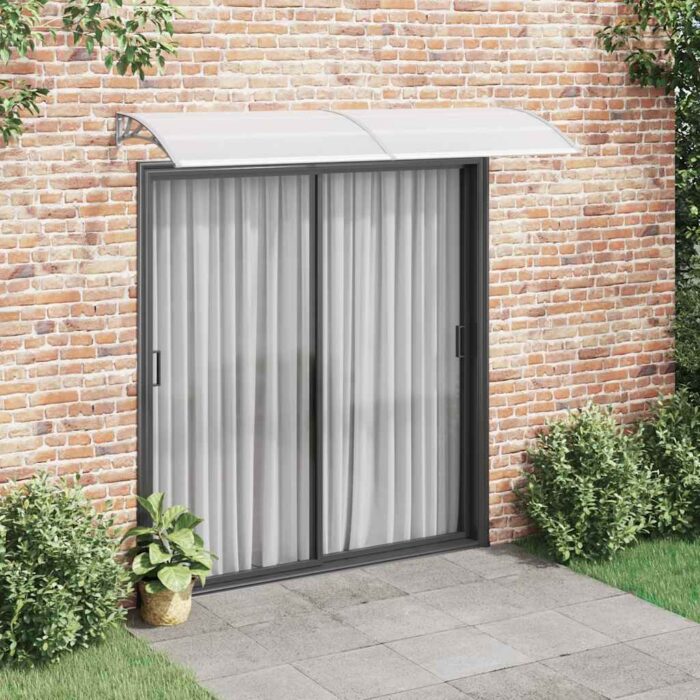 Auvent de porte Gris et transparent 240x75 cm PC – Image 1