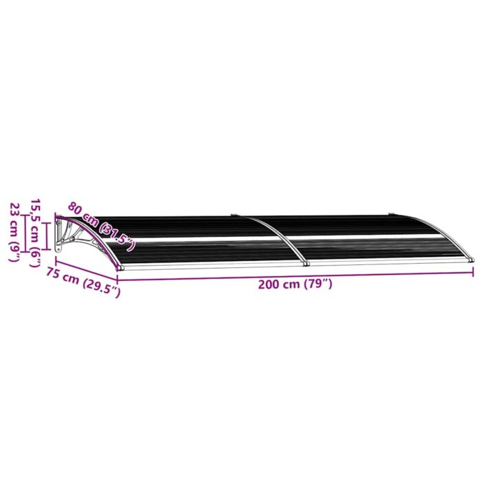 VXL8719883564616_g_en_hd_6.jpg Auvent de porte Noir 200x75 cm PC – Image 6