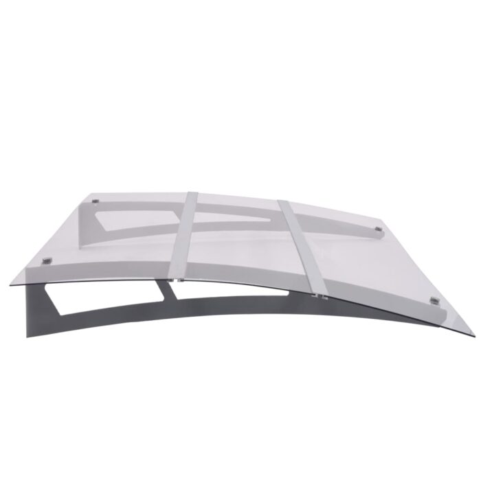 Auvent de porte argenté et transparent 120x90 cm polycarbonate – Image 2