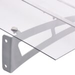 Auvent de porte argenté et transparent 120x90 cm polycarbonate – Image 3