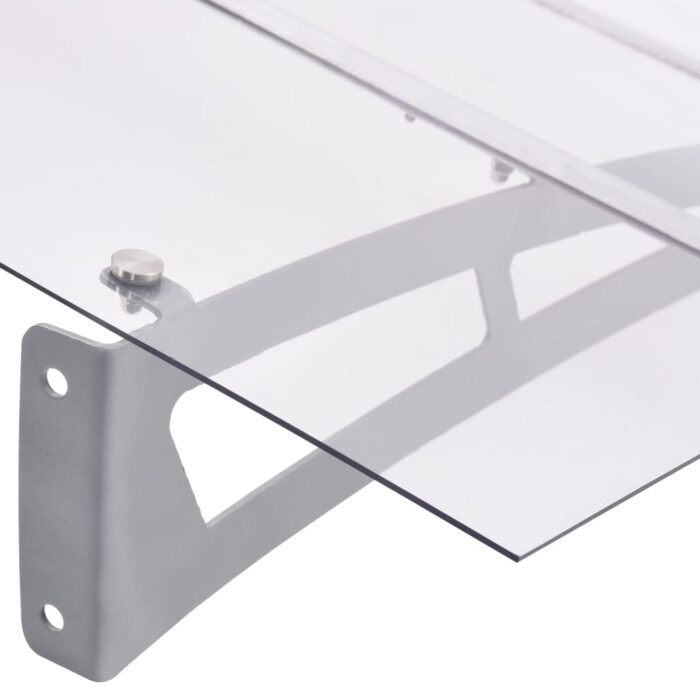 Auvent de porte argenté et transparent 120x90 cm polycarbonate – Image 3