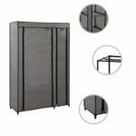 Garde-robes pliables 2 pcs Gris 110x45x175 cm Tissu – Image 2