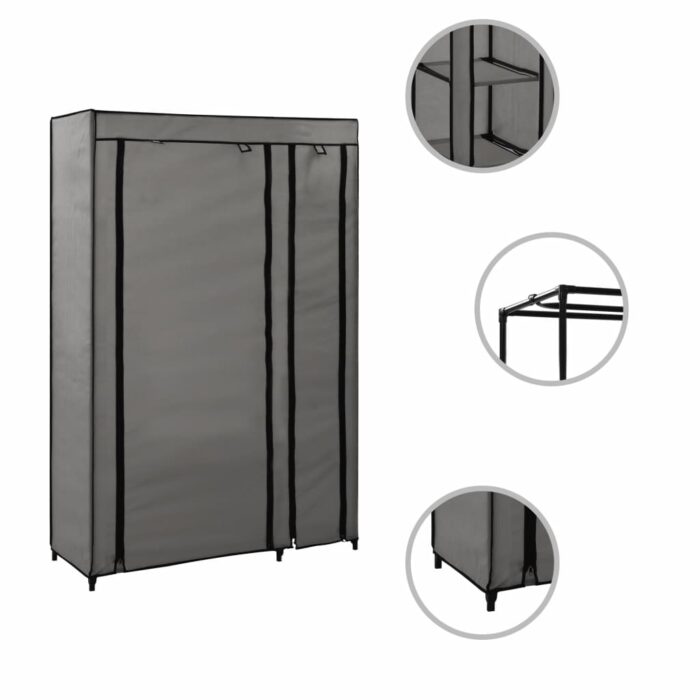 Garde-robes pliables 2 pcs Gris 110x45x175 cm Tissu – Image 2