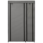 Garde-robes pliables 2 pcs Gris 110x45x175 cm Tissu – Image 3
