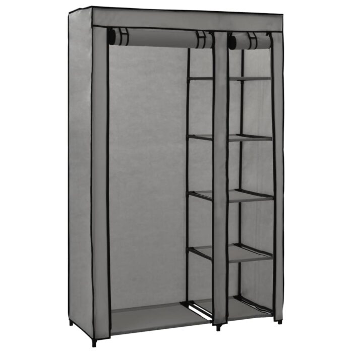 Garde-robes pliables 2 pcs Gris 110x45x175 cm Tissu – Image 4