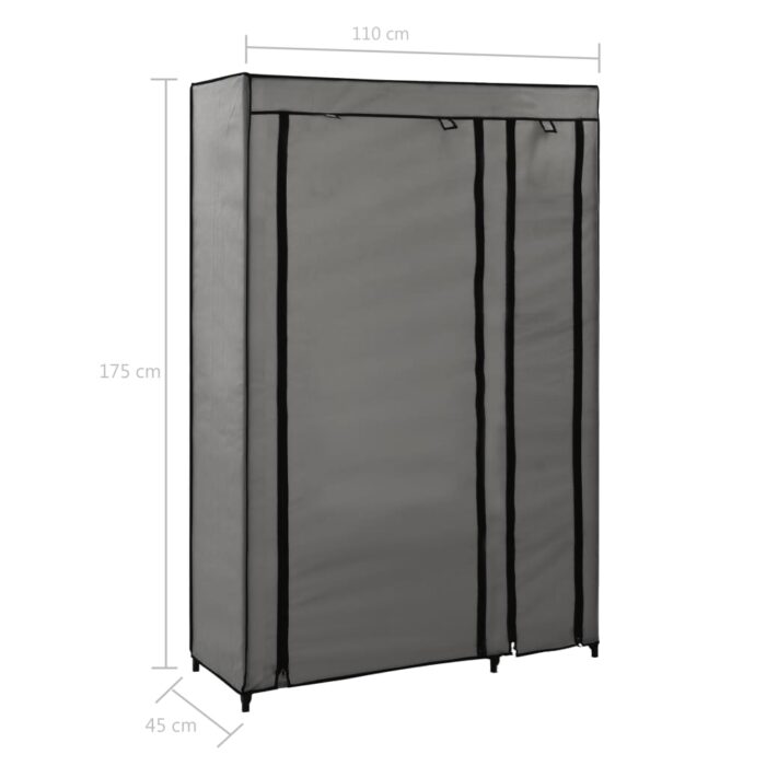 Garde-robes pliables 2 pcs Gris 110x45x175 cm Tissu – Image 7