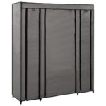 Armoire avec compartiments et tiges Gris 150x45x176 cm Tissu – Image 3
