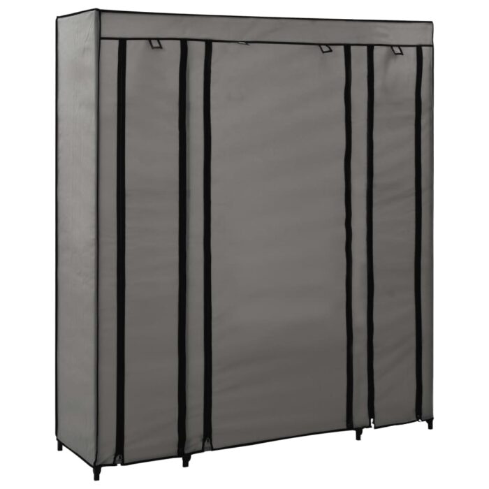Armoire avec compartiments et tiges Gris 150x45x176 cm Tissu – Image 3