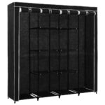 Garde-robe avec 4 compartiments Noir 175x45x170 cm – Image 2