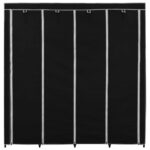 Garde-robe avec 4 compartiments Noir 175x45x170 cm – Image 3