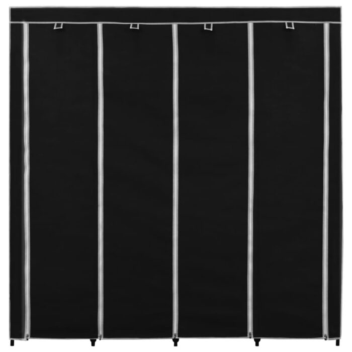 Garde-robe avec 4 compartiments Noir 175x45x170 cm – Image 3