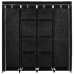 Garde-robe avec 4 compartiments Noir 175x45x170 cm – Image 4