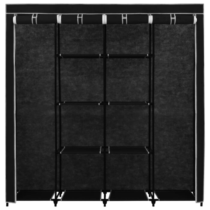 Garde-robe avec 4 compartiments Noir 175x45x170 cm – Image 4