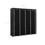 Garde-robe avec 4 compartiments Noir 175x45x170 cm – Image 7
