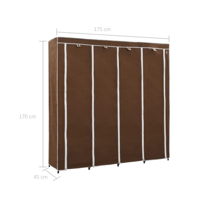 Garde-robe avec 4 compartiments Marron 175x45x170 cm – Image 7