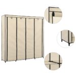 Garde-robe avec 4 compartiments Crème 175x45x170 cm