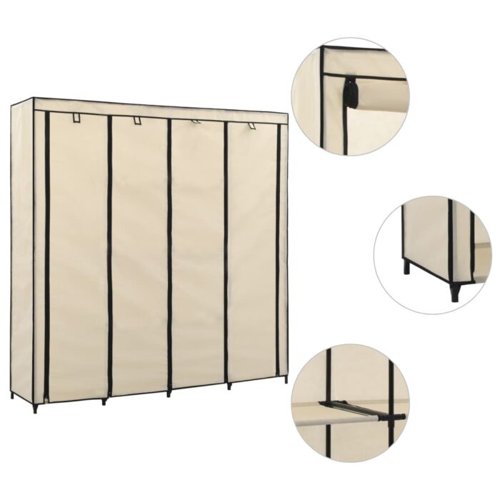 VXL8719883564913_a_en_hd_1.jpg Garde-robe avec 4 compartiments Crème 175x45x170 cm – Image 1