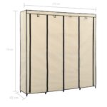 Garde-robe avec 4 compartiments Crème 175x45x170 cm – Image 7
