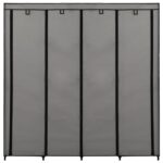 Garde-robe avec 4 compartiments Gris 175x45x170 cm – Image 3