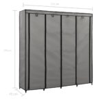 Garde-robe avec 4 compartiments Gris 175x45x170 cm – Image 7