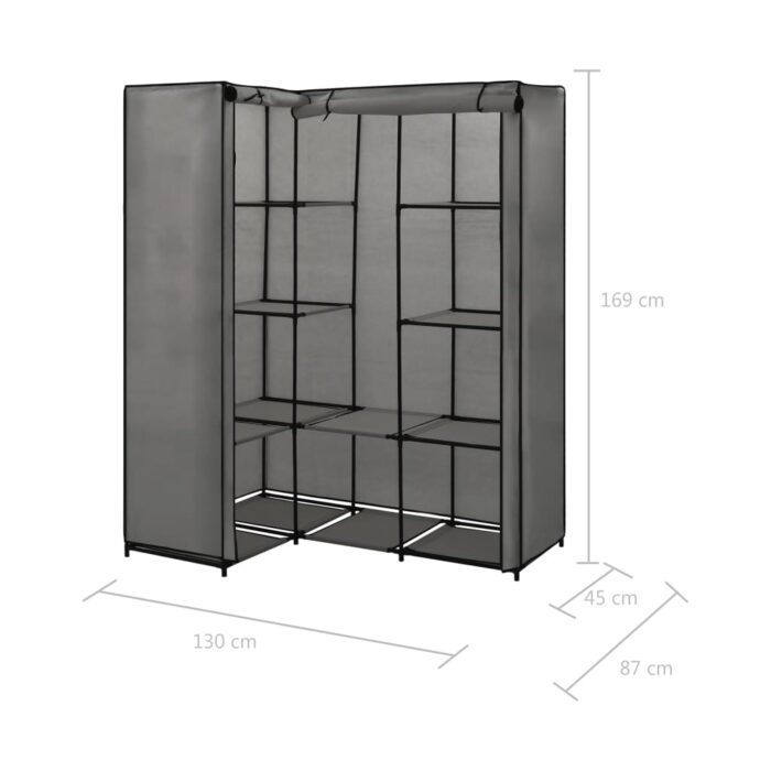 Garde-robe d'angle Gris 130 x 87 x 169 cm – Image 5