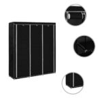 Armoire avec compartiments et barres Noir 150x45x175 cm Tissu – Image 3