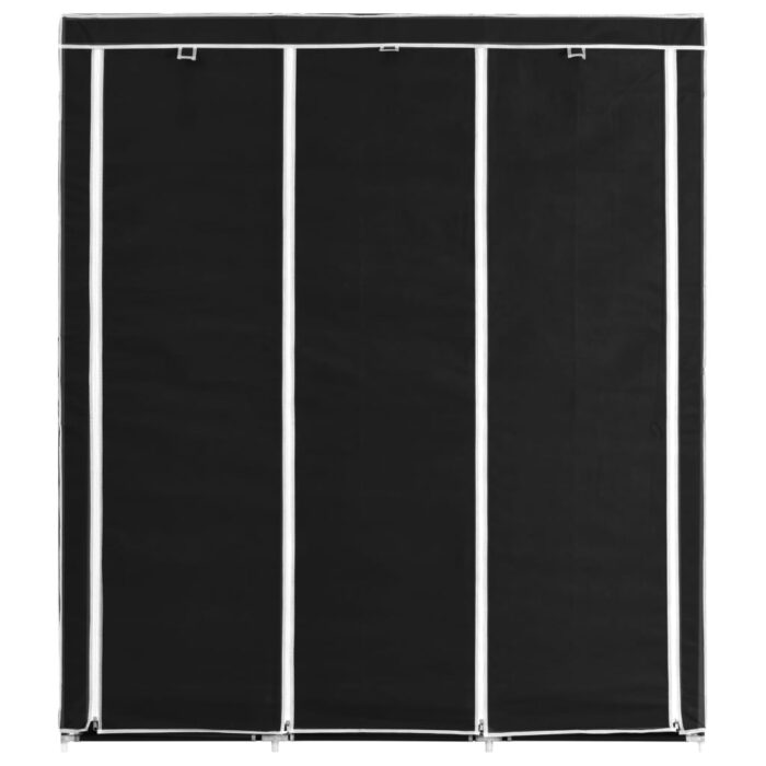 Armoire avec compartiments et barres Noir 150x45x175 cm Tissu – Image 4
