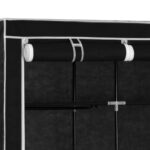 Armoire avec compartiments et barres Noir 150x45x175 cm Tissu – Image 6