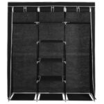 Armoire avec compartiments et barres Noir 150x45x175 cm Tissu – Image 7