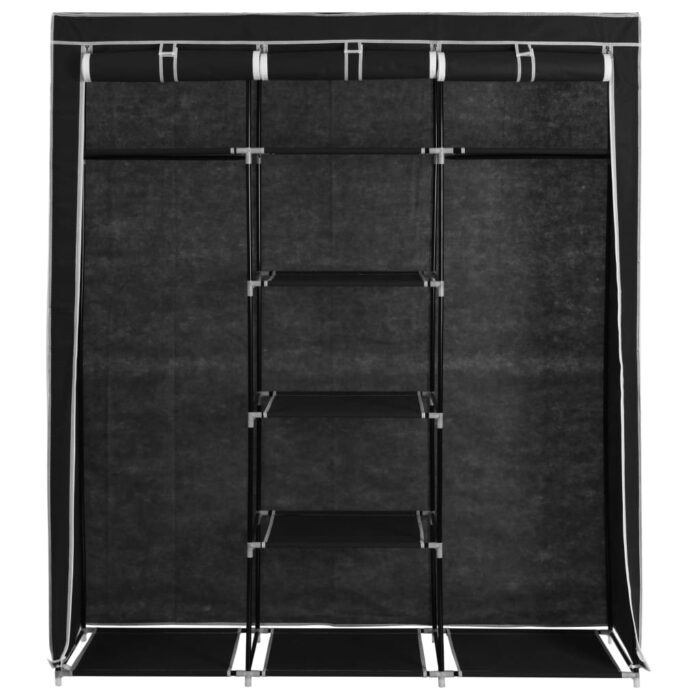 Armoire avec compartiments et barres Noir 150x45x175 cm Tissu – Image 7