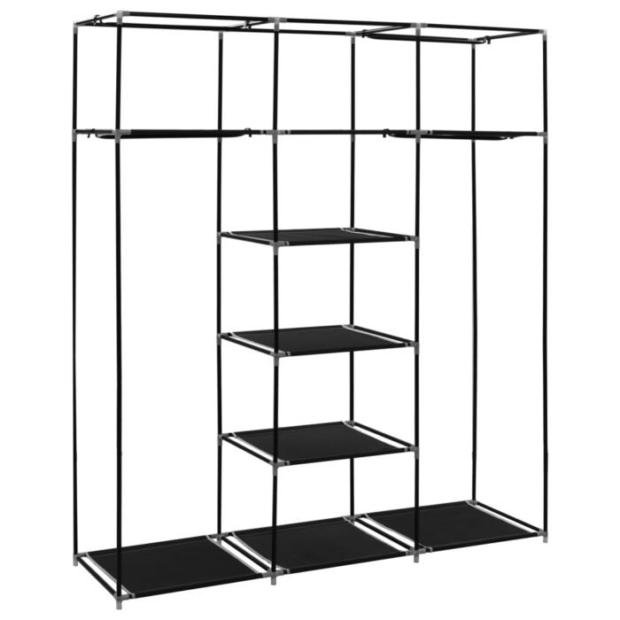 Armoire avec compartiments et barres Noir 150x45x175 cm Tissu – Image 9