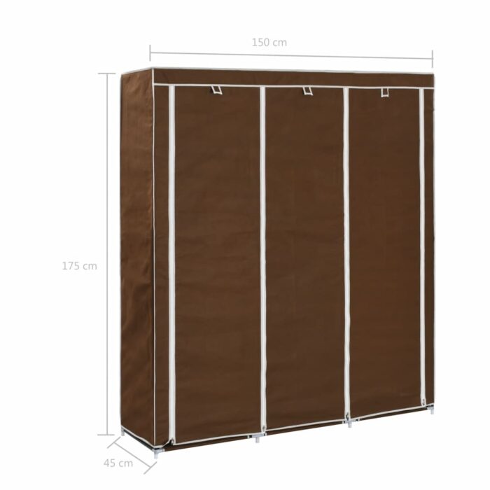 Armoire avec compartiments et barres Marron 150x45x175 cm Tissu – Image 10