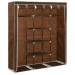 Armoire avec compartiments et barres Marron 150x45x175 cm Tissu – Image 4