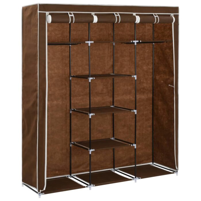 Armoire avec compartiments et barres Marron 150x45x175 cm Tissu – Image 4