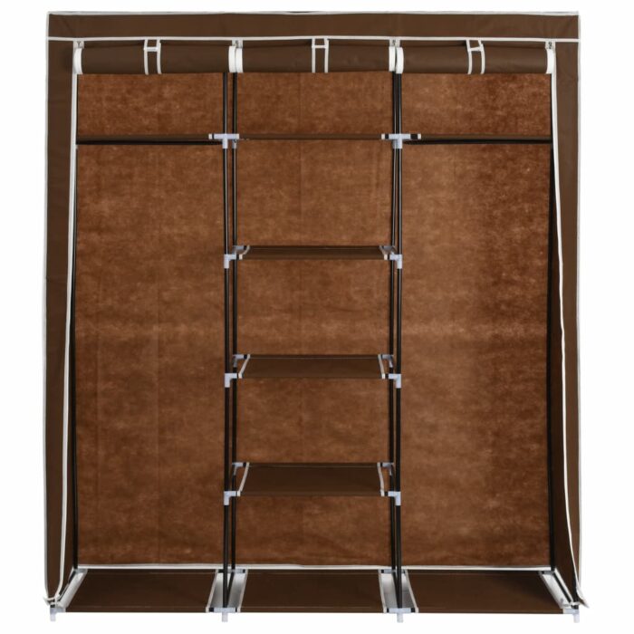 Armoire avec compartiments et barres Marron 150x45x175 cm Tissu – Image 5