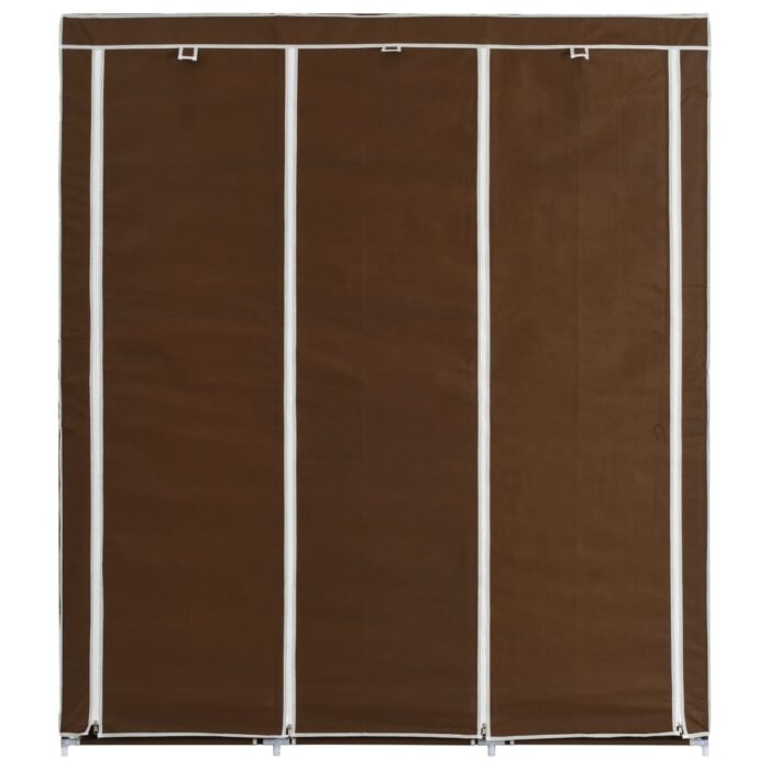 Armoire avec compartiments et barres Marron 150x45x175 cm Tissu – Image 6