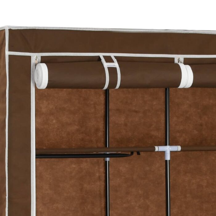 Armoire avec compartiments et barres Marron 150x45x175 cm Tissu – Image 7