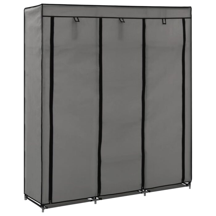 Armoire avec compartiments et barres Gris 150x45x175 cm Tissu – Image 1