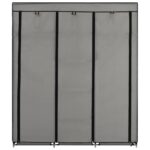 Armoire avec compartiments et barres Gris 150x45x175 cm Tissu – Image 3