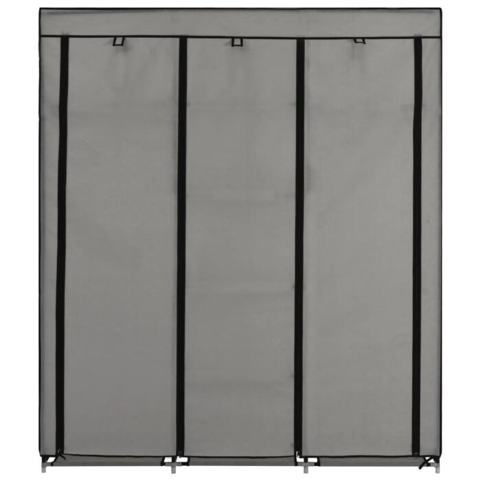 Armoire avec compartiments et barres Gris 150x45x175 cm Tissu – Image 3