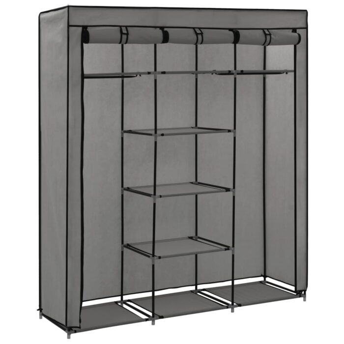 Armoire avec compartiments et barres Gris 150x45x175 cm Tissu – Image 4