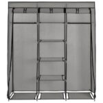 Armoire avec compartiments et barres Gris 150x45x175 cm Tissu – Image 5