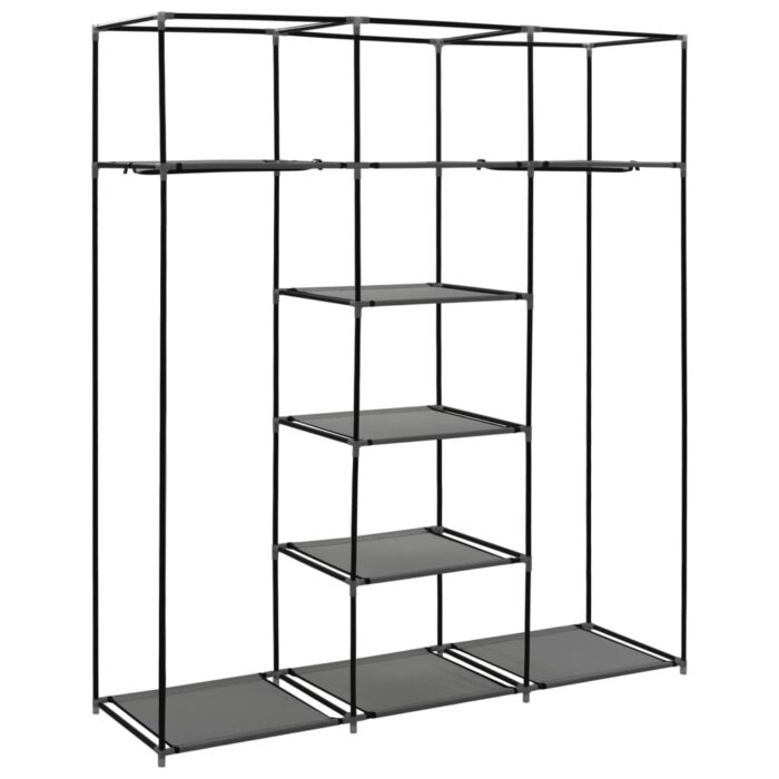 Armoire avec compartiments et barres Gris 150x45x175 cm Tissu – Image 8