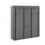 Armoire avec compartiments et barres Gris 150x45x175 cm Tissu – Image 9